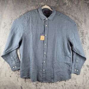 NWT Charles Tyrwhitt 100% Linen Classic Fit Airforce Blue Shirt Mens XL